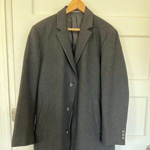 Hugo Boss Black/Grey Wool/Cashmere Single-Breasted Topcoat Coat 48 / US 38R